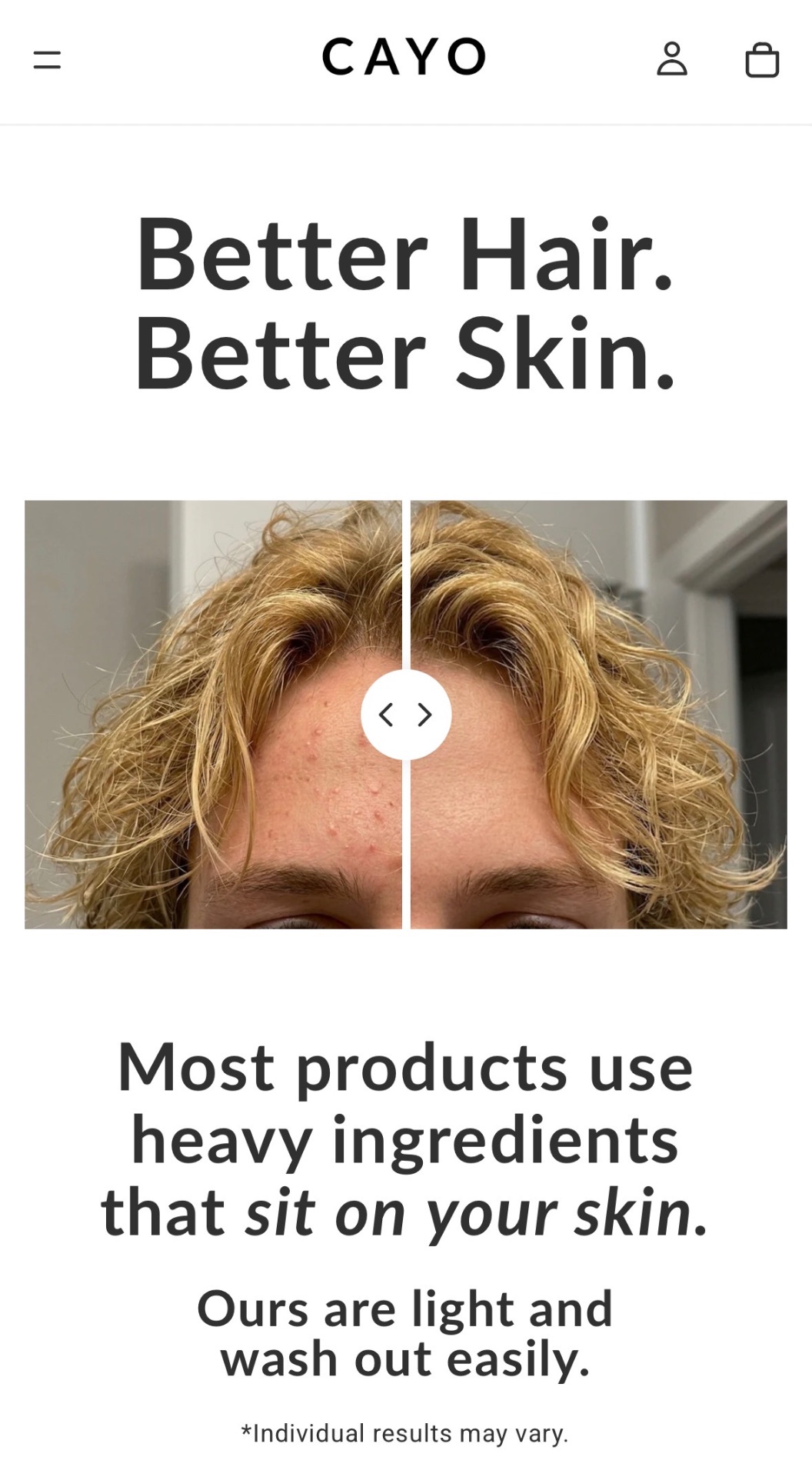 CAYO Better Hair Better Skin section