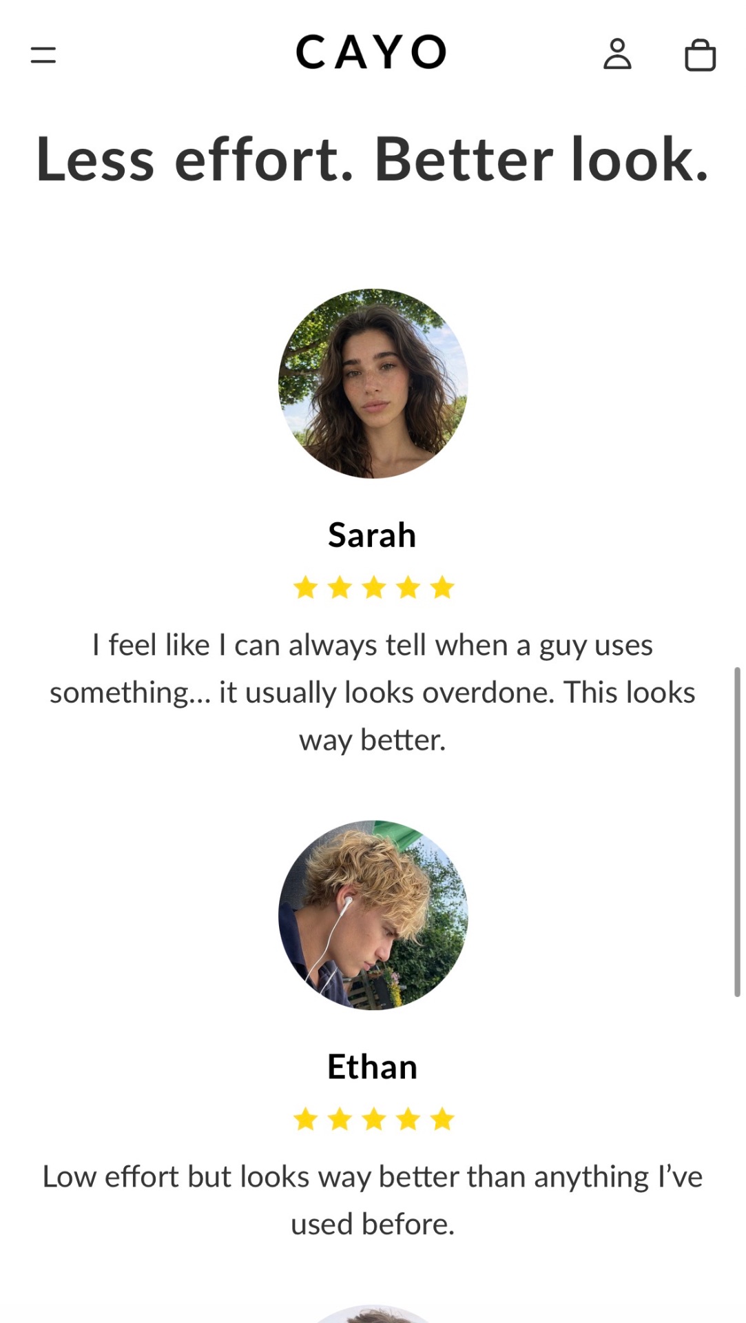 CAYO customer reviews section